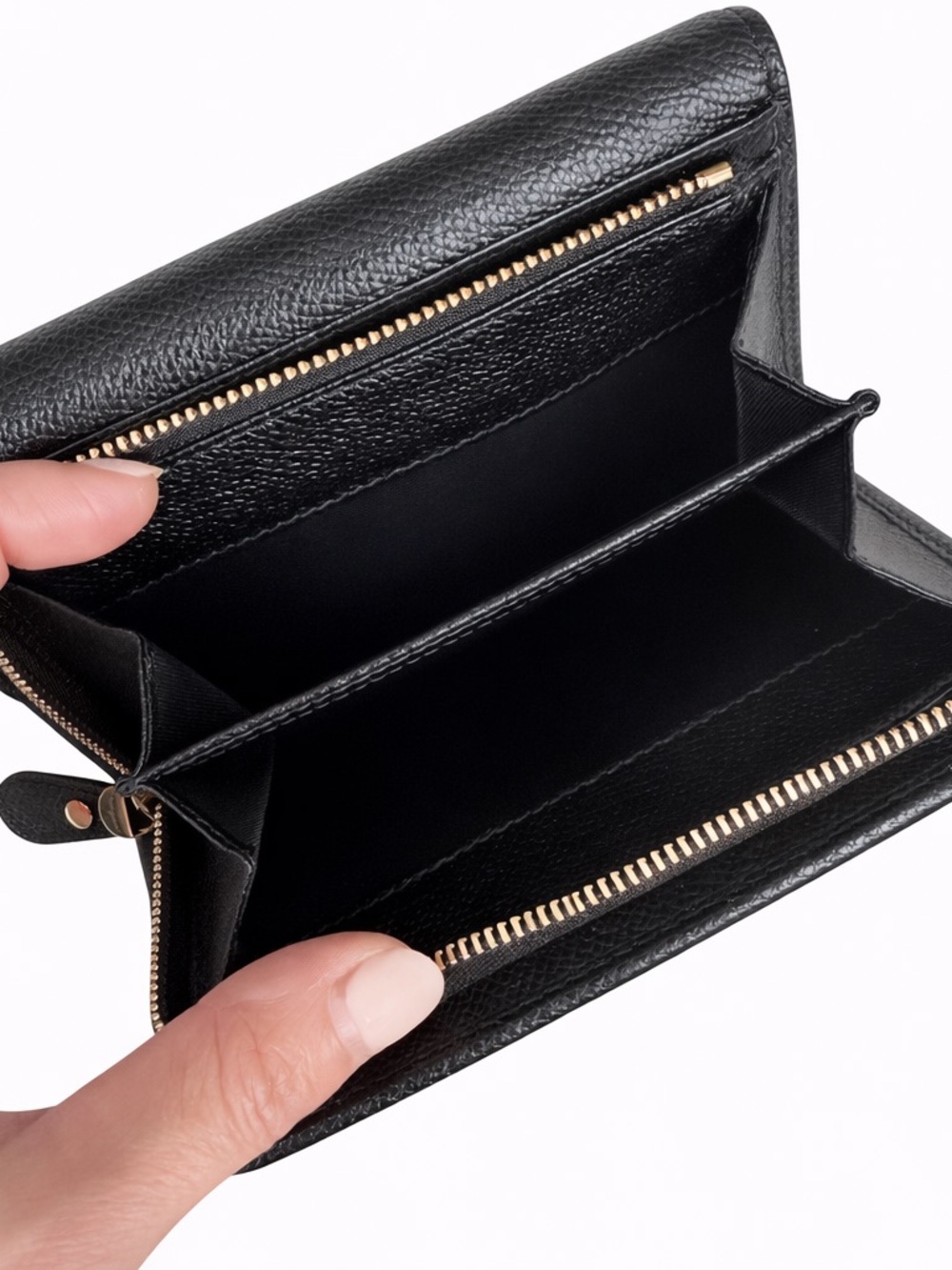 Salvatore Ferragamo Black Leather Wallet with Gold Gancini Hardware - Picture 4 of 5